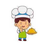 cute chef boy cartoon character vector