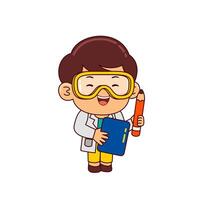 cute scientist boy cartoon character vector