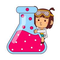 cute scientist girl cartoon character vector