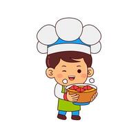 cute chef boy cartoon character vector