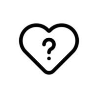 Simple Heart with Question Mark icon. The icon can be used for websites, print templates, presentation templates, illustrations, etc vector
