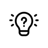 Simple Light Bulb with Question Mark icon. The icon can be used for websites, print templates, presentation templates, illustrations, etc vector