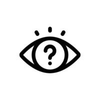 Simple Eye with Question Mark icon. The icon can be used for websites, print templates, presentation templates, illustrations, etc vector