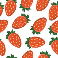 Seamless pattern with strawberries on a white background. vector