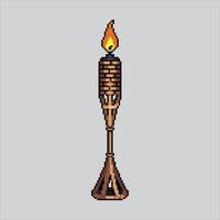 píxel Arte ilustración bambú antorcha. pixelado antorcha. bambú antorcha pixelado para el píxel Arte juego y icono para sitio web y juego. antiguo colegio retro vector