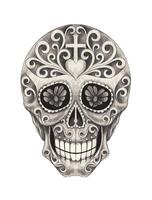 Sugar skull day of the dead design by hand drawing on paper. vector