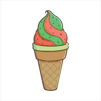 Colorful Swirl Ice Cream Cone Illustration vector