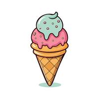 Colorful Cartoon Ice Cream Cone Illustration vector