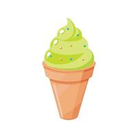 Cartoon Lime Green Soft Serve Ice Cream Cone Illustration vector