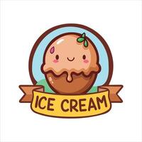 linda dibujos animados hielo crema cono ilustración vector