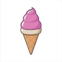 Pink Soft Serve Ice Cream Cone Illustration vector