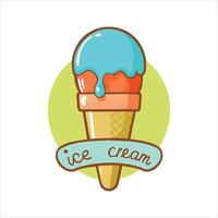 delicioso azul derritiendo hielo crema cono ilustración vector