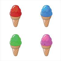 Colorful Ice Cream Cones Illustration Set vector