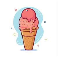 Delicious Strawberry Ice Cream Cone Illustration vector