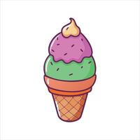 Delicious Double Scoop Ice Cream Cone Illustration vector