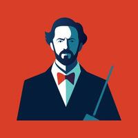 intage Composer Illustration on Red Background vector