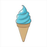 Blue Soft Serve Ice Cream Cone Illustration vector