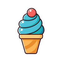 Blue Soft Serve Ice Cream Cone Illustration vector