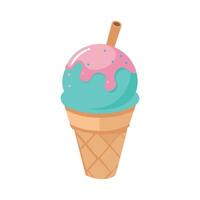 Colorful Ice Cream Cone Illustration with Sprinkles and Wafer Stick vector