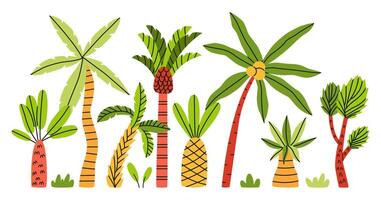 Colorful palm tree set vector