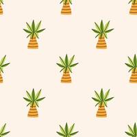 Tropical cute palm trees seamless pattern vector