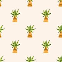 Tropical cute palm trees seamless pattern vector