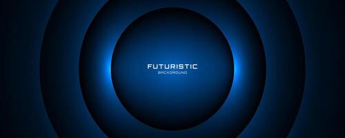 3D blue techno abstract background overlap layer on dark space with glowing circles effect decoration. Modern graphic design element cutout style concept for web banner, flyer, card, or brochure cover vector