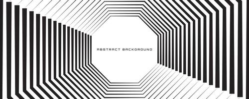 3D black stripes techno background on white space. Tech banner with octagons style effect decoration. Modern graphic design element. Motion lines concept for web, flyer, card, or brochure cover vector