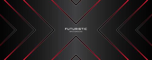 3D black techno background overlap layer on dark space with red light lines effect decoration. Graphic design element letter x style. Arrows shape concept for banner, flyer, card, cover, or brochure vector