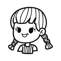 isolate flat illustrator of young girl kid character vector