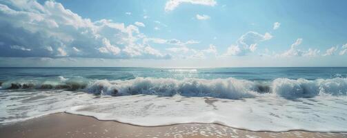 Sand, ocean, and sky photo