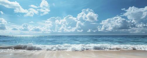 Sand, ocean, and sky photo