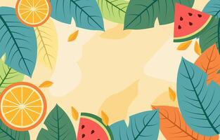 Empty Greeting Card of Summer Watermelon Leaf Frame Background vector