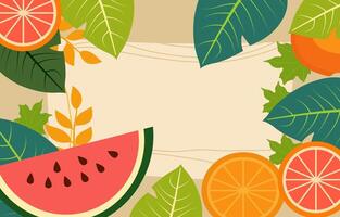 Empty Greeting Card of Summer Watermelon Leaf Frame Background vector