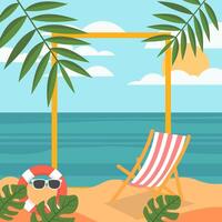 Summer Beach Frame Background with Tropical Leaf Plant and Copy Space vector