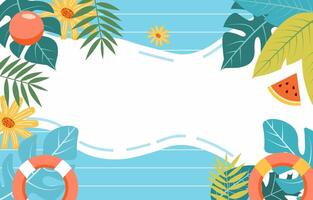 Summer Water Frame Background with Watermelon Floral Leaf and Copy Space vector