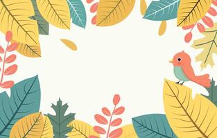 Flat Design of Summer Leaf Frame Background with Copy Space in the Middle vector