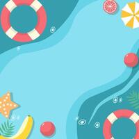 Top View of Summer Holiday in Swimming Pool Background with Copy Space vector