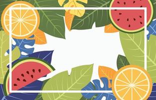 Empty Greeting Card of Summer Watermelon Leaf Line Frame Background vector