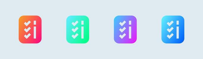 List solid icon in gradient colors. Checklist signs illustration. vector