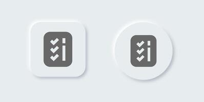 List solid icon in neomorphic design style. Checklist signs illustration. vector