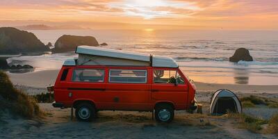 van on the beach, photo