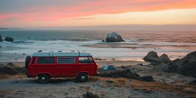 van on the beach, photo