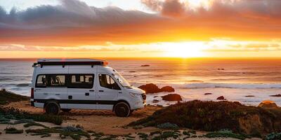 van on the beach, photo