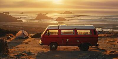 van on the beach, photo