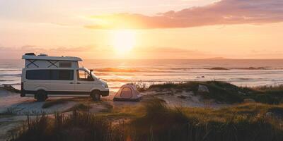 van on the beach, photo