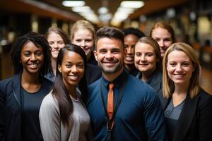 Portrait of happy successful multiracial business team. photo