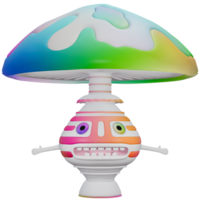 3d personaje seta amanita vistoso blanco png