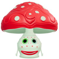 3d personagem cogumelo amanita vermelho branco png