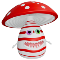 3d personaje seta amanita rojo blanco png